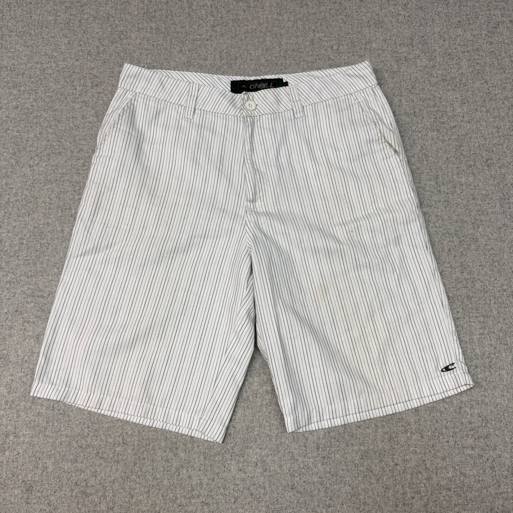 O'Neill Pinstripe Hybrid Walk Shorts Size 34 White Black Striped Casual Beach